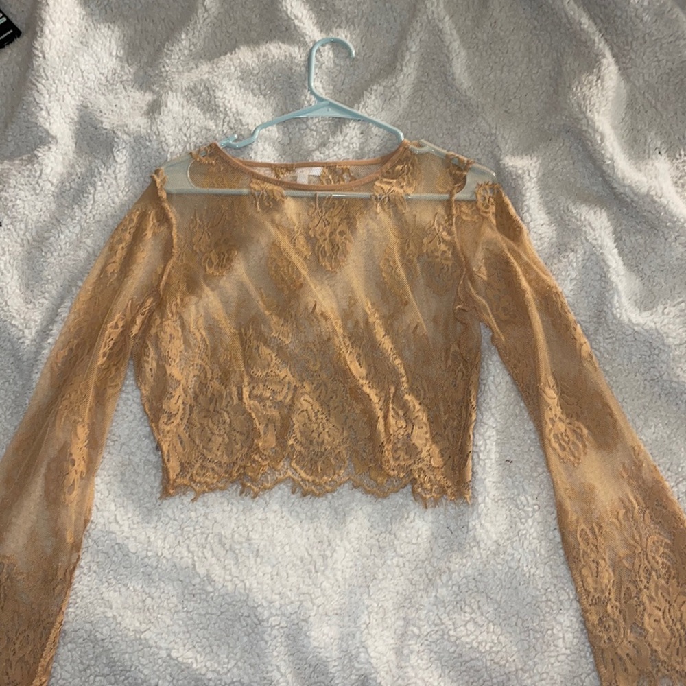 Sheer orange/pink top Size S